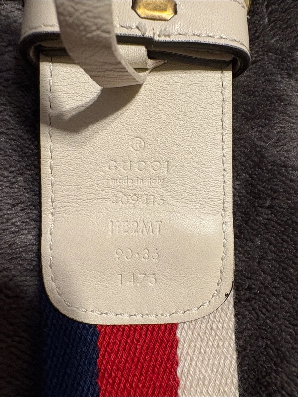 Authentic Gucci Sylvie Web Double G 40mm Belt in Mystic White Leather